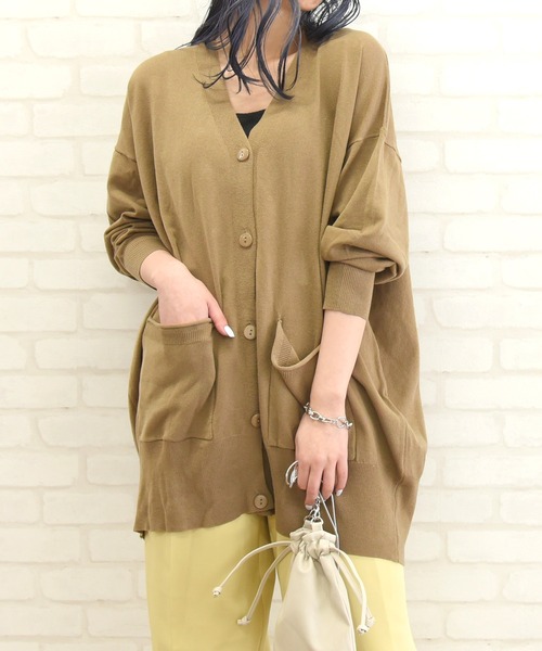 sango（sango）の「ポケット付きカーディガン（カーディガン/ボレロ・レディース・ブラウン/オフホワイト/エメラルド・FREE）」の10枚目の写真