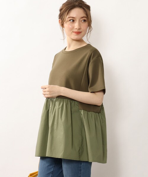 DRESKIP(ドレスキップ)の「◆裾切り替えギャザープルオーバー(Tシャツ/カットソー・レディース・ライトグリーン/ブラック/オフホワイト/カーキ・02/03/04)」の3枚目の写真