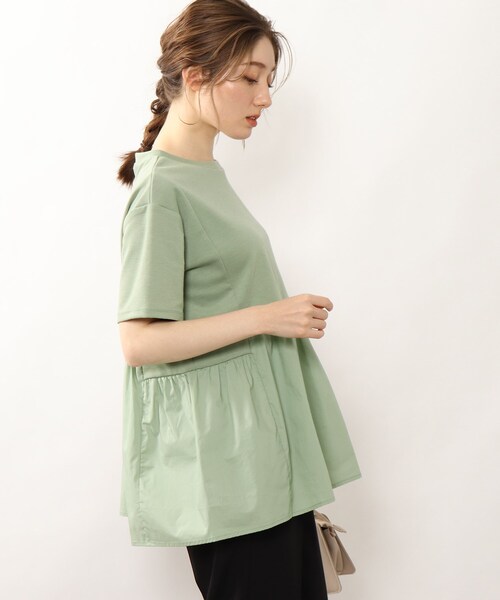 DRESKIP(ドレスキップ)の「◆裾切り替えギャザープルオーバー(Tシャツ/カットソー・レディース・ライトグリーン/ブラック/オフホワイト/カーキ・02/03/04)」の4枚目の写真