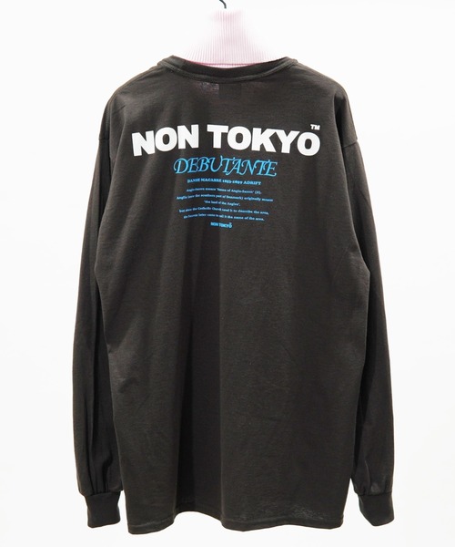 NON TOKYO◆ハイネックドッキングロンT/長袖カットソー/FREE/コットン/BLU/プリント/NON-22A-0819 NON TOKYO（ノントーキョー）の「NON TOKYO/ノントーキョー