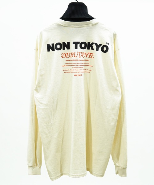 NON TOKYO◆ハイネックドッキングロンT/長袖カットソー/FREE/コットン/BLU/プリント/NON-22A-0819 NON TOKYO（ノントーキョー）の「NON TOKYO/ノントーキョー