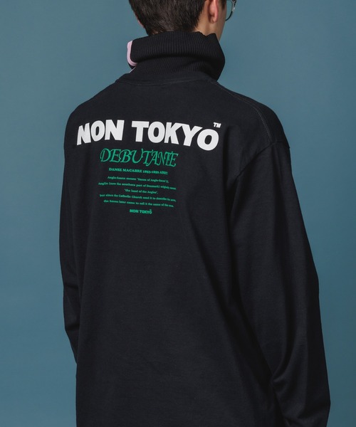 NON TOKYO◆ハイネックドッキングロンT/長袖カットソー/FREE/コットン/BLU/プリント/NON-22A-0819 NON TOKYO（ノントーキョー）の「NON TOKYO/ノントーキョー