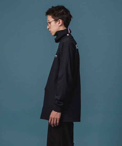 NON TOKYO◆ハイネックドッキングロンT/長袖カットソー/FREE/コットン/BLU/プリント/NON-22A-0819 NON TOKYO（ノントーキョー）の「NON TOKYO/ノントーキョー
