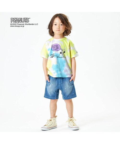 PEANUTS（ピーナッツ）の「PEANUTS タイダイTシャツ（Tシャツ/カットソー・キッズ・パープル/ブルー/ベージュ/ライム・110/120/130/90/80/95/100/140）」の5枚目の写真