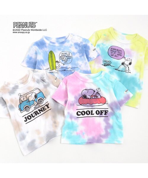 PEANUTS（ピーナッツ）の「PEANUTS タイダイTシャツ（Tシャツ/カットソー・キッズ・パープル/ブルー/ベージュ/ライム・110/120/130/90/80/95/100/140）」の9枚目の写真