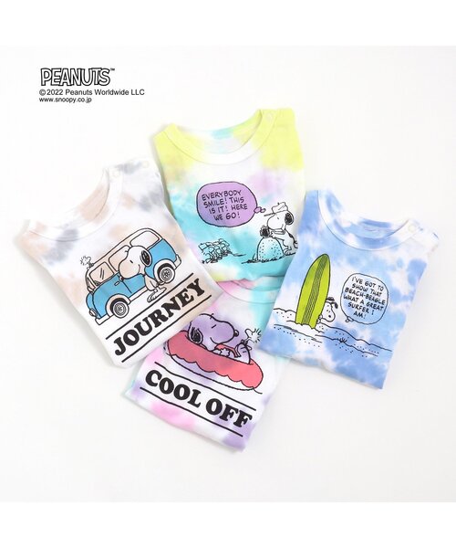 PEANUTS（ピーナッツ）の「PEANUTS タイダイTシャツ（Tシャツ/カットソー・キッズ・パープル/ブルー/ベージュ/ライム・110/120/130/90/80/95/100/140）」の10枚目の写真