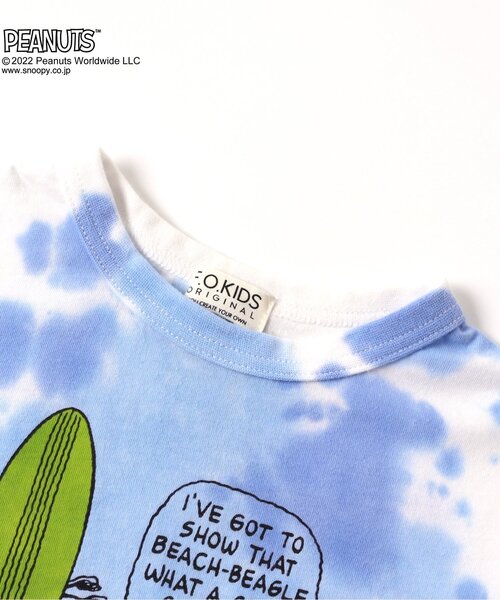 PEANUTS（ピーナッツ）の「PEANUTS タイダイTシャツ（Tシャツ/カットソー・キッズ・パープル/ブルー/ベージュ/ライム・110/120/130/90/80/95/100/140）」の17枚目の写真