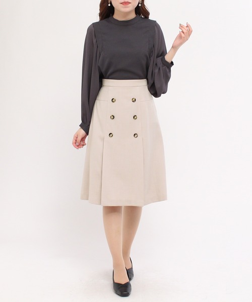 TRUDEA(トルディア)の「フロントボタン フレアスカート(スカート・レディース・グリーン/グレイッシュベージュ/ブラック・LARGE/SMALL/MEDIUM)」の20枚目の写真