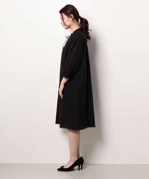 KID BLUE（キッドブルー）の「キッドブルー -２２コットンエンブ -8分袖ワンピース -KOSR549 -kidblue（ワンピース・レディース・ブラック/オフホワイト・M）」の3枚目の写真