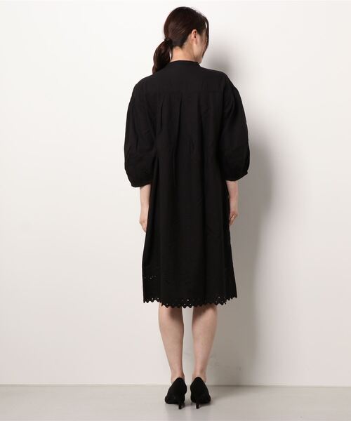 KID BLUE（キッドブルー）の「キッドブルー -２２コットンエンブ -8分袖ワンピース -KOSR549 -kidblue（ワンピース・レディース・ブラック/オフホワイト・M）」の4枚目の写真