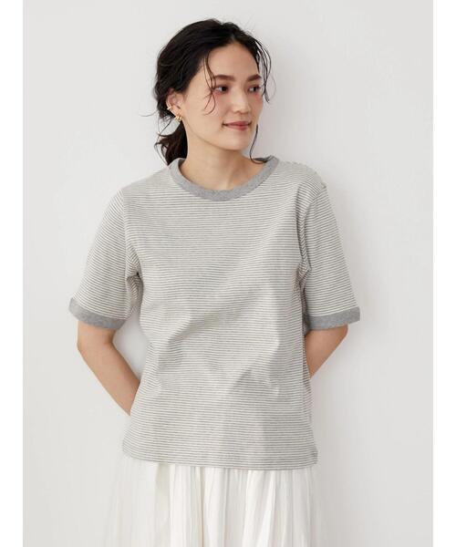 AMERICAN HOLIC(アメリカンホリック)の「クルーネックボーダーカットプルオーバー2(Tシャツ/カットソー・レディース・グレー系その他4・L/M)」の2枚目の写真