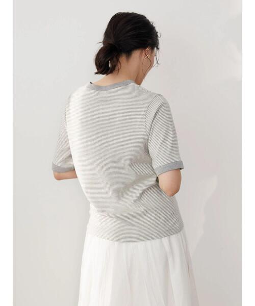 AMERICAN HOLIC(アメリカンホリック)の「クルーネックボーダーカットプルオーバー2(Tシャツ/カットソー・レディース・グレー系その他4・L/M)」の4枚目の写真