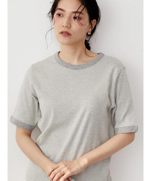 AMERICAN HOLIC(アメリカンホリック)の「クルーネックボーダーカットプルオーバー2(Tシャツ/カットソー・レディース・グレー系その他4・L/M)」の5枚目の写真