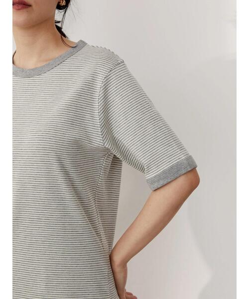 AMERICAN HOLIC(アメリカンホリック)の「クルーネックボーダーカットプルオーバー2(Tシャツ/カットソー・レディース・グレー系その他4・L/M)」の6枚目の写真