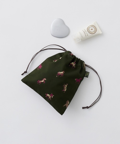 Daily russet(デイリー ラシット)の「WOODLANDER / 巾着ポーチ(S)(ポーチ・レディース・ピンク/ネイビー/ベージュ/グリーン/グレー・FREE)」の14枚目の写真