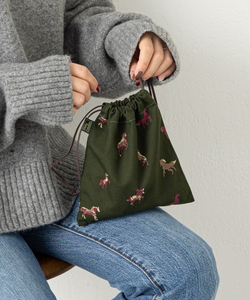 Daily russet(デイリー ラシット)の「WOODLANDER / 巾着ポーチ(S)(ポーチ・レディース・ピンク/ネイビー/ベージュ/グリーン/グレー・FREE)」の16枚目の写真