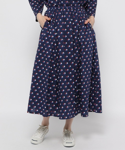 ichi（イチ）の「【ichi(イチ)】シャドードットスカート（スカート・レディース・ネイビー/ナチュラル・FREE）」の2枚目の写真