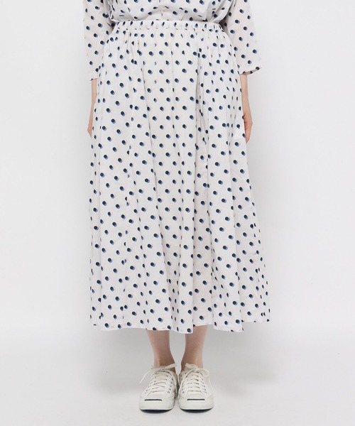 ichi（イチ）の「【ichi(イチ)】シャドードットスカート（スカート・レディース・ネイビー/ナチュラル・FREE）」の3枚目の写真