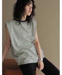 Re:EDIT | ボーダーショルダータックトップス(Tシャツ/カットソー)