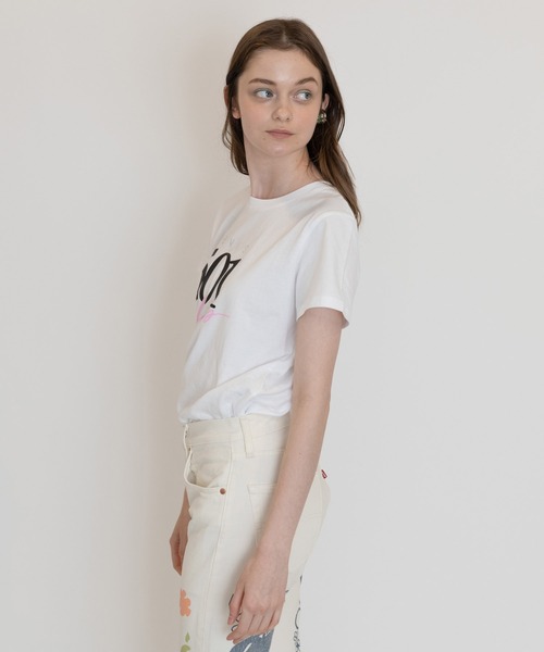 売れ筋商品|||リーバイス Tシャツ レディース トップス THE PERFECT TEE - Print T-shirt - coloring book dahlia bw fill bright white The Perfect Tee - Levi's Jeans, Jackets & Clothing