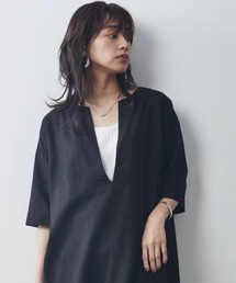 <大きいサイズ>深Vネックチュニックブラウス シックスタイル
