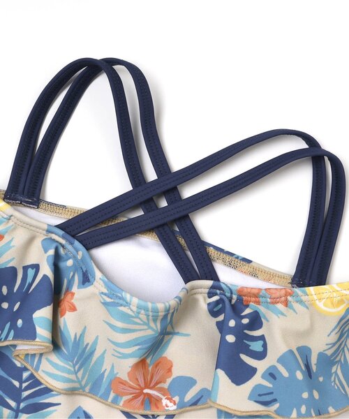 BREEZE（ブリーズ）の「ボタニカル柄オフショルワンピース水着_UVカット（水着・キッズ・グリーン/ネイビー・80/90/100/110/120/130/140）」の9枚目の写真