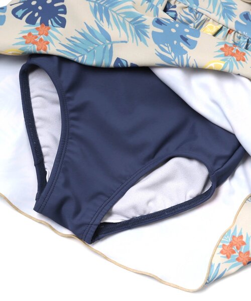 BREEZE（ブリーズ）の「ボタニカル柄オフショルワンピース水着_UVカット（水着・キッズ・グリーン/ネイビー・80/90/100/110/120/130/140）」の13枚目の写真