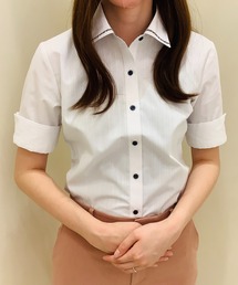 透け防止 形態安定ノーアイロン レギュラー衿 5分袖ビジネスワイシャツ