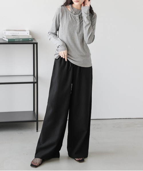 SUGAR BISKET(シュガービスケット)の「【接触冷感】リネン風セットアップ(セットアップ・レディース・ライトグレー/ブラック/ベージュ/ブラウン・M/L)」の13枚目の写真