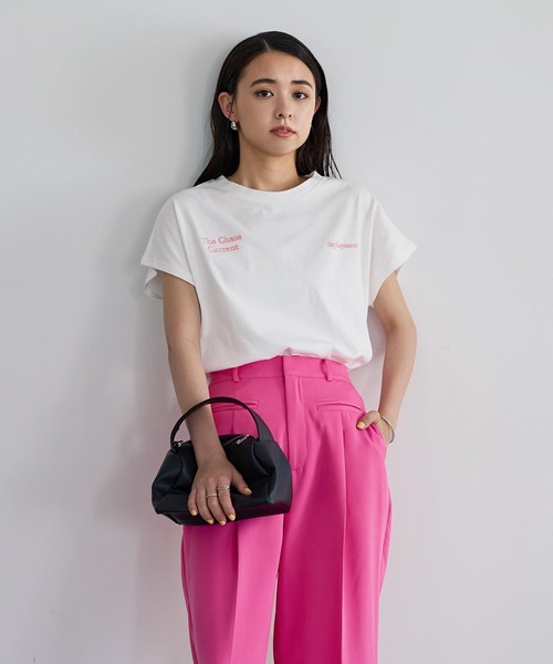 KOBE LETTUCE（コウベレタス）の「選べるデザイン フレンチ刺繍Tシャツ（Tシャツ/カットソー・レディース・オフホワイト/ベージュ/ネイビー/ホワイト系/ベージュ系/ネイビー系・FREE）」の9枚目の写真