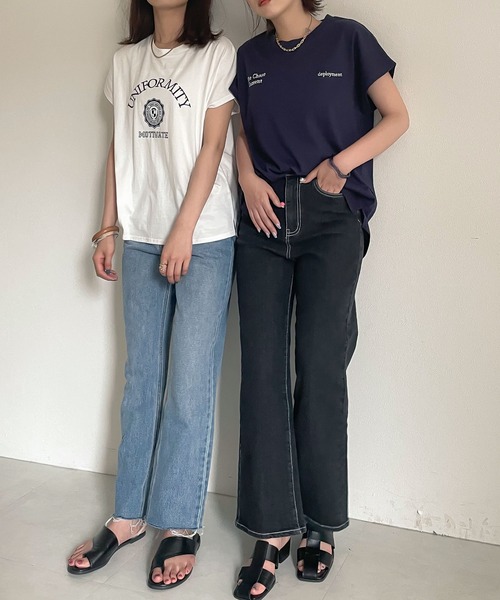 KOBE LETTUCE（コウベレタス）の「選べるデザイン フレンチ刺繍Tシャツ（Tシャツ/カットソー・レディース・オフホワイト/ベージュ/ネイビー/ホワイト系/ベージュ系/ネイビー系・FREE）」の11枚目の写真