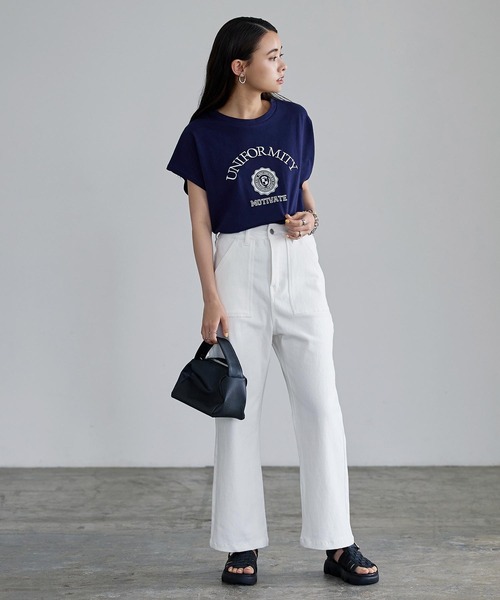 KOBE LETTUCE（コウベレタス）の「選べるデザイン フレンチ刺繍Tシャツ（Tシャツ/カットソー・レディース・オフホワイト/ベージュ/ネイビー/ホワイト系/ベージュ系/ネイビー系・FREE）」の19枚目の写真