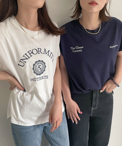 KOBE LETTUCE（コウベレタス）の「選べるデザイン フレンチ刺繍Tシャツ（Tシャツ/カットソー・レディース・オフホワイト/ベージュ/ネイビー/ホワイト系/ベージュ系/ネイビー系・FREE）」の10枚目の写真