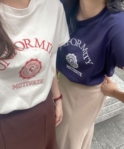 KOBE LETTUCE（コウベレタス）の「選べるデザイン フレンチ刺繍Tシャツ（Tシャツ/カットソー・レディース・オフホワイト/ベージュ/ネイビー/ホワイト系/ベージュ系/ネイビー系・FREE）」の18枚目の写真