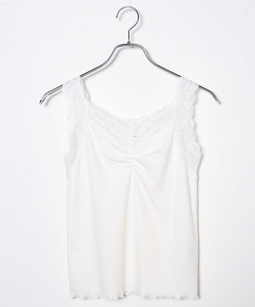 WEGO（ウィゴー）の「WEGO/ギャザーレースタンクトップ（タンクトップ・レディース・ホワイト/ブラック/ピンク・FREE）」の14枚目の写真