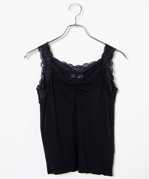 WEGO（ウィゴー）の「WEGO/ギャザーレースタンクトップ（タンクトップ・レディース・ホワイト/ブラック/ピンク・FREE）」の7枚目の写真