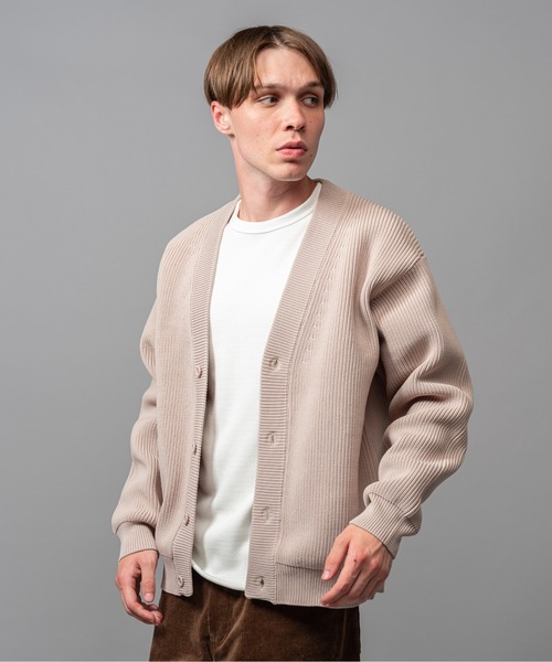 MR.OLIVE(ミスターオリーブ)の「ローゲージ アゼ編み ポリエステルニット / スタンダード カーディガン(カーディガン/ボレロ・メンズ・ベージュ/ネイビー/グリーン/ブラック・MEDIUM/SMALL/LARGE)」の3枚目の写真