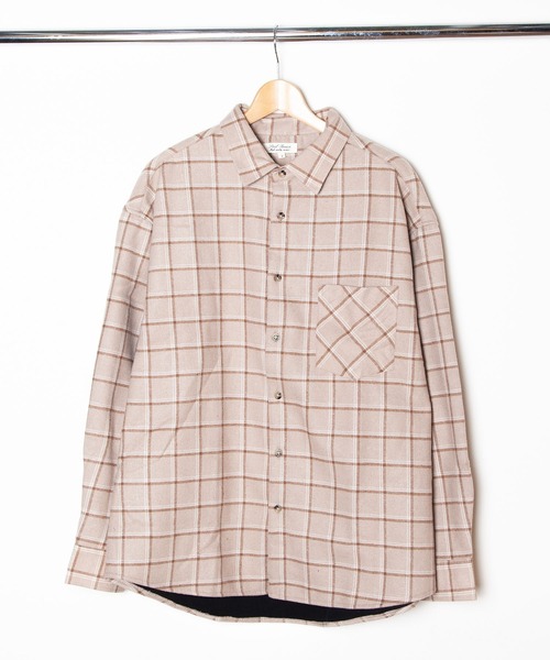 hardcover(ハードカバー)の「hardcover/中綿ロングチェックシャツ(シャツ/ブラウス・レディース・ブラック/ベージュ/ブラウン/グレー/ネイビー・FREE)」の9枚目の写真