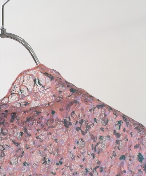 Bloom Closet(ブルームクローゼット)の「リンクルストレッチレースシアートップス(Tシャツ/カットソー・レディース・ネイビー/ピンク/ブルー/アイボリー・FREE)」の5枚目の写真