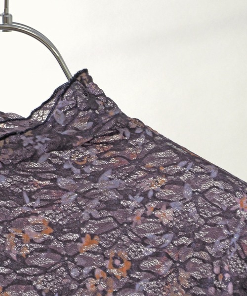 Bloom Closet(ブルームクローゼット)の「リンクルストレッチレースシアートップス(Tシャツ/カットソー・レディース・ネイビー/ピンク/ブルー/アイボリー・FREE)」の6枚目の写真