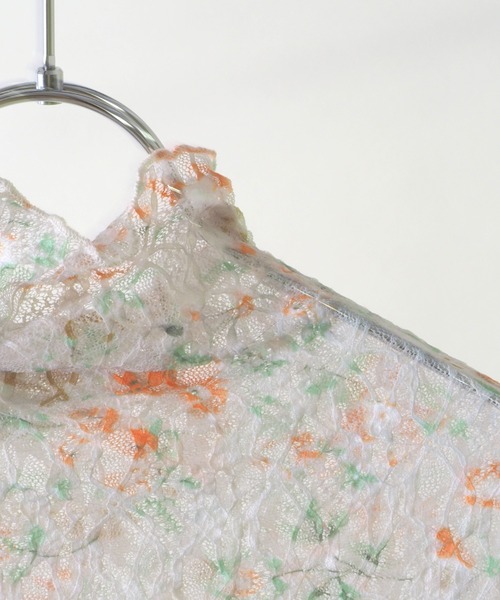 Bloom Closet(ブルームクローゼット)の「リンクルストレッチレースシアートップス(Tシャツ/カットソー・レディース・ネイビー/ピンク/ブルー/アイボリー・FREE)」の7枚目の写真