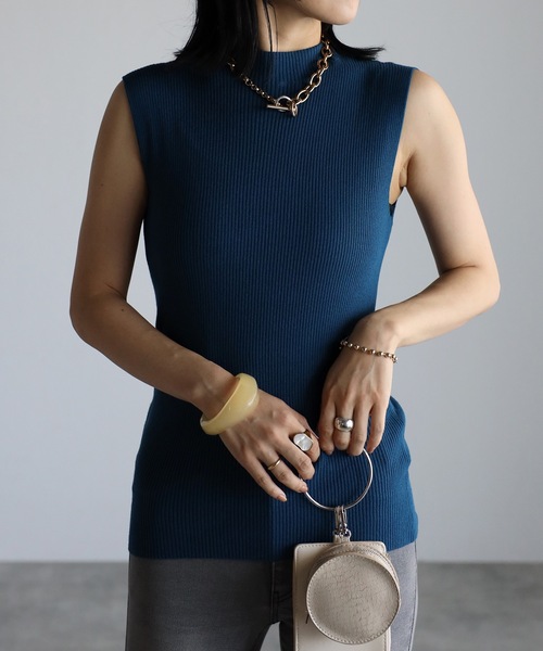 ap retro（アプレトロ）の「ハイネックノースリニット / サマーニット（ニット/セーター・レディース・ホワイト×ブラック/アイボリー/ブラック/ブルー/ブラウン・FREE）」の5枚目の写真