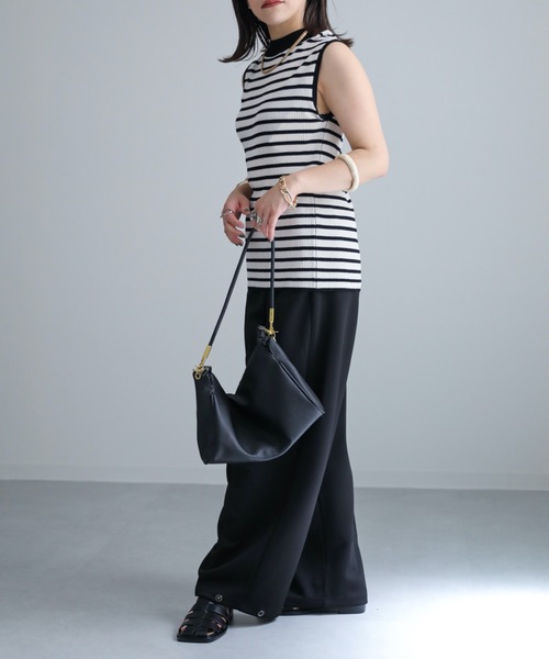 ap retro（アプレトロ）の「ハイネックノースリニット / サマーニット（ニット/セーター・レディース・ホワイト×ブラック/アイボリー/ブラック/ブルー/ブラウン・FREE）」の12枚目の写真