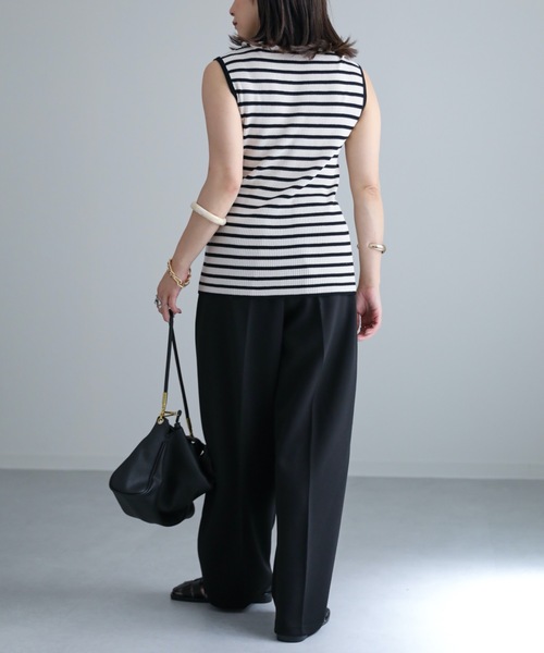 ap retro（アプレトロ）の「ハイネックノースリニット / サマーニット（ニット/セーター・レディース・ホワイト×ブラック/アイボリー/ブラック/ブルー/ブラウン・FREE）」の13枚目の写真