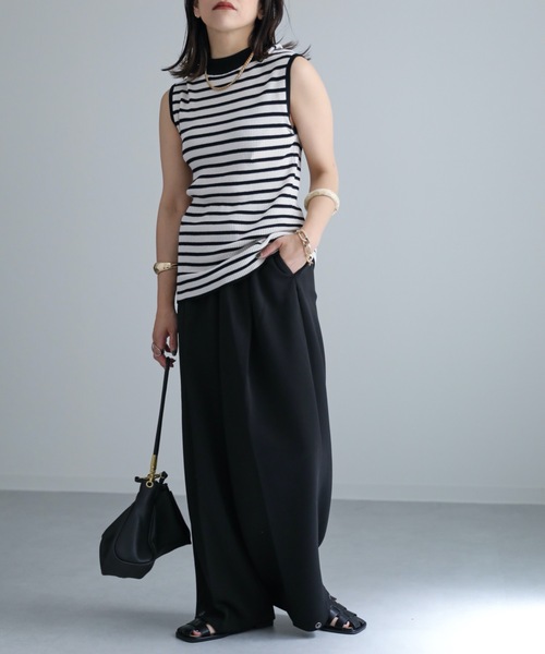 ap retro（アプレトロ）の「ハイネックノースリニット / サマーニット（ニット/セーター・レディース・ホワイト×ブラック/アイボリー/ブラック/ブルー/ブラウン・FREE）」の11枚目の写真