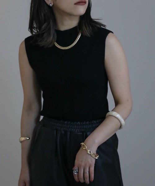 ap retro（アプレトロ）の「ハイネックノースリニット / サマーニット（ニット/セーター・レディース・ホワイト×ブラック/アイボリー/ブラック/ブルー/ブラウン・FREE）」の22枚目の写真