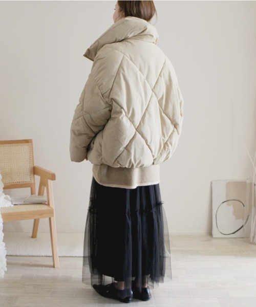 Re:EDIT（リエディ）の「[HITアウター][低身長サイズ有]ダイヤキルト中綿ダウンジャケット（ダウンジャケット/コート・レディース・アイボリー/ブラック/ベージュ/カーキ・MEDIUM/LARGE/SHORT）」の11枚目の写真
