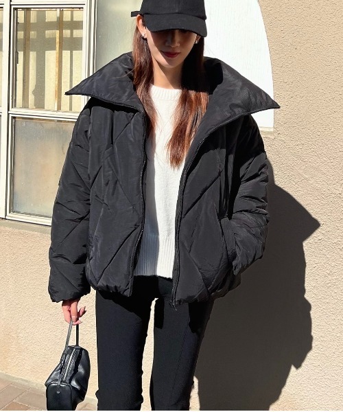 Re:EDIT（リエディ）の「[HITアウター][低身長サイズ有]ダイヤキルト中綿ダウンジャケット（ダウンジャケット/コート・レディース・アイボリー/ブラック/ベージュ/カーキ・MEDIUM/LARGE/SHORT）」の12枚目の写真