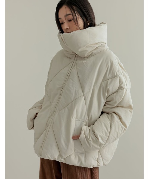 Re:EDIT（リエディ）の「[HITアウター][低身長サイズ有]ダイヤキルト中綿ダウンジャケット（ダウンジャケット/コート・レディース・アイボリー/ブラック/ベージュ/カーキ・MEDIUM/LARGE/SHORT）」の19枚目の写真