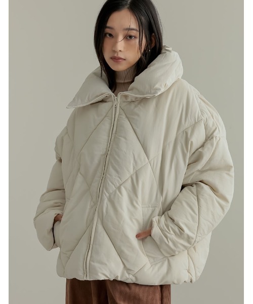 Re:EDIT（リエディ）の「[HITアウター][低身長サイズ有]ダイヤキルト中綿ダウンジャケット（ダウンジャケット/コート・レディース・アイボリー/ブラック/ベージュ/カーキ・MEDIUM/LARGE/SHORT）」の20枚目の写真